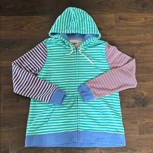 Lands End serious sweats striped full zip